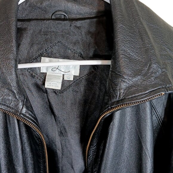 Laura Leigh Leather Jacket Womens M Black Zip Pockets Lightweight Moto Grunge - Picture 3 of 6